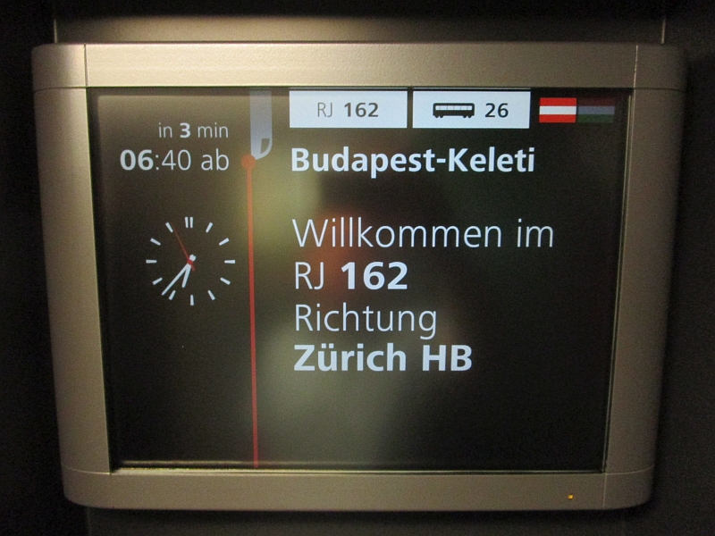 Anzeige Railjet 162 Budapest-Zürich