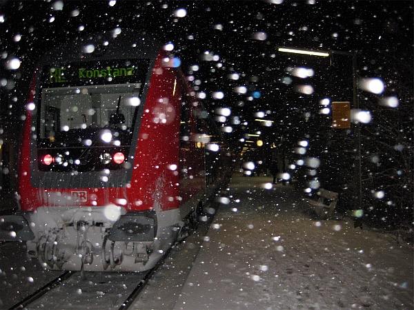 Mit der Schwarzwaldbahn durchs Schneetreiben