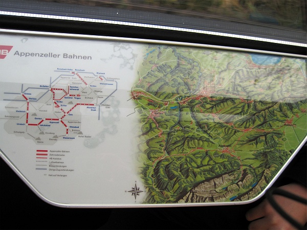 Karte mit Streckennetz der Appenzeller Bahnen