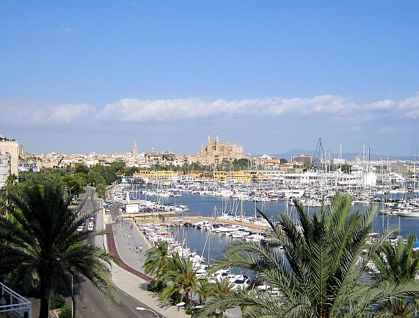 Blick über Hafen und Kathedrale von Palma