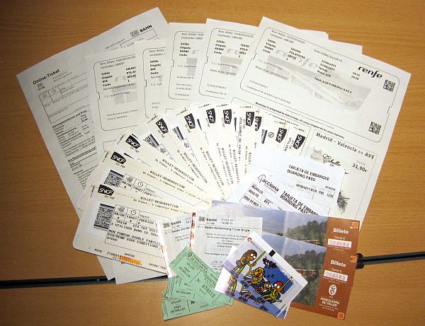 Fahrkartensammlung der Spanienreise