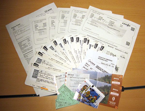 Fahrkartensammlung der Spanienreise