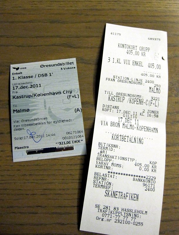 Öresund-Fahrkarten aus dem Automaten