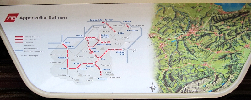 Streckenkarte der Appenzeller Bahnen