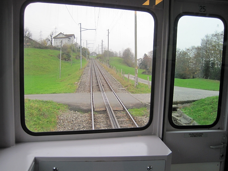 Streckenblick bei der Bergfahrt der Arth-Rigi-Bahn