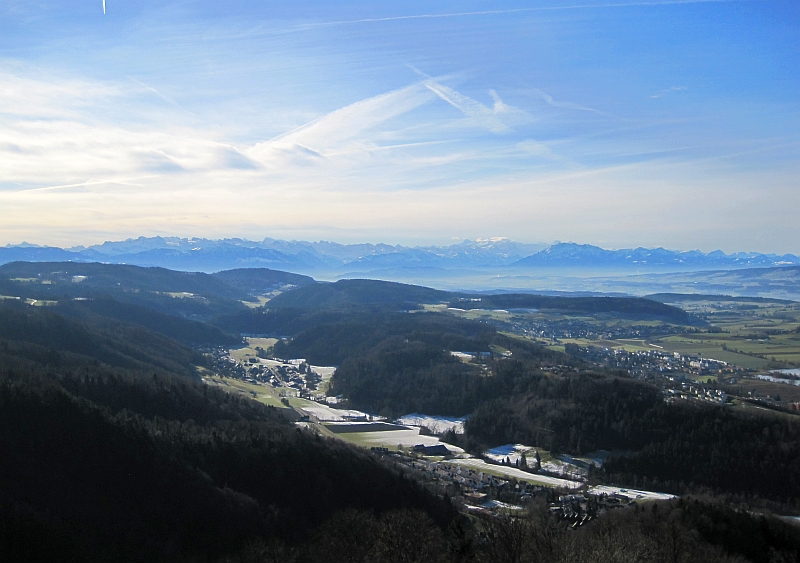 Blick vom Aussichtsturm auf dem Uetliberg auf das Alpenpanorama