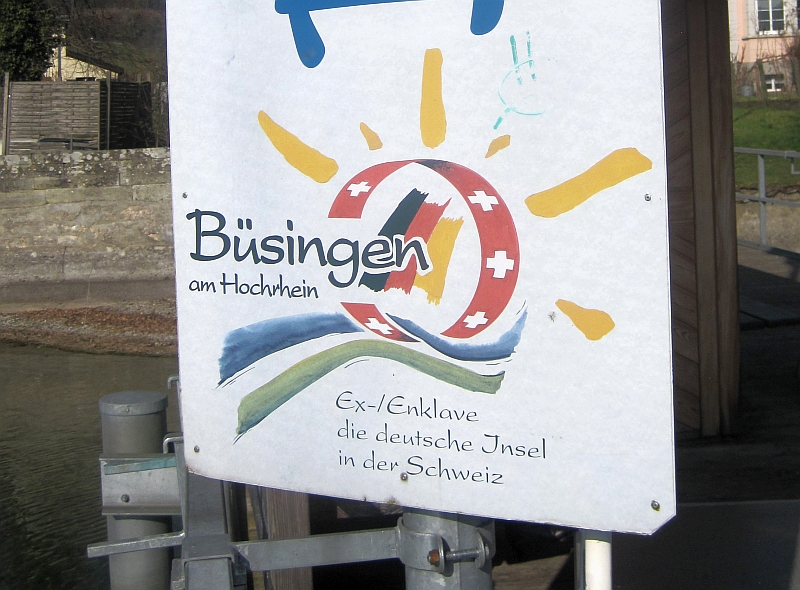 Begrüßungsschild an der Schifflände in Büsingen