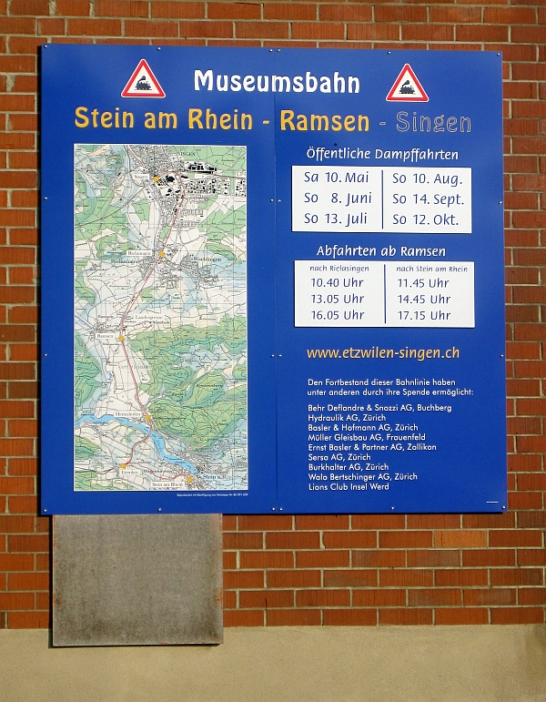 Schild der Museumsbahn Stein am Rhein - Ramsen