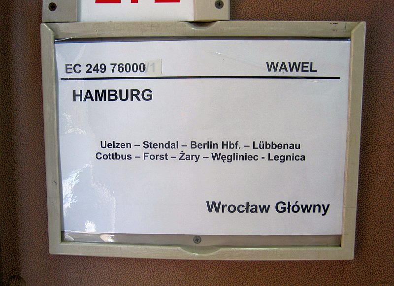 Zuglaufschild EC 249 'Wawel'