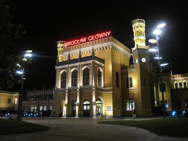 Bahnhof Breslau bei Nacht