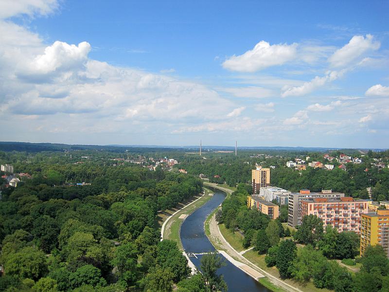 Blick vom Turm des neues Rathauses Ostrava in Richtung Polen