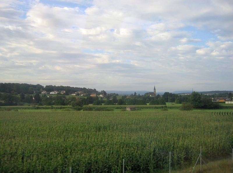 Blick aus dem Zugfenster in Ostfrankreich