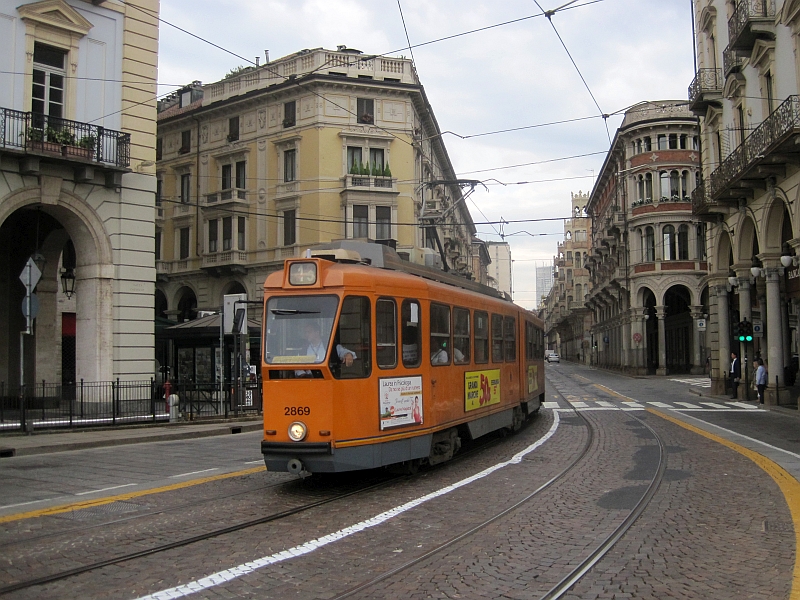 Straßenbahn in der Via Petro Micca Turin