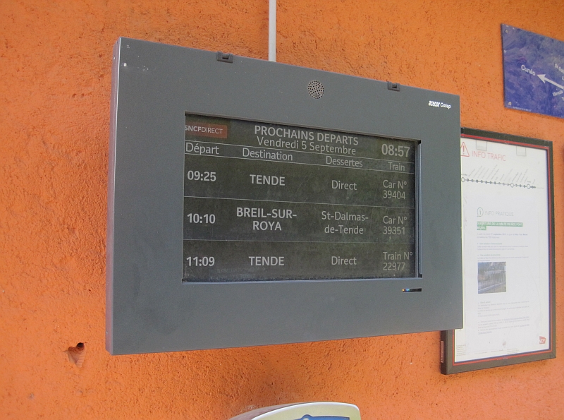 Abfahrtsmonitor in La Brigue