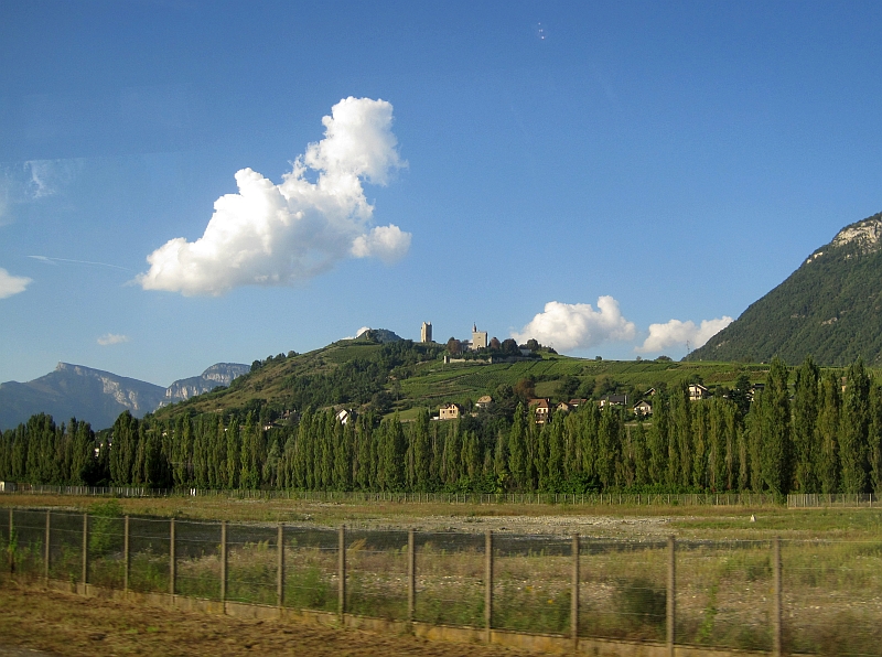 Blick aus dem Zugfenster zwischen Montmélian und Chambéry