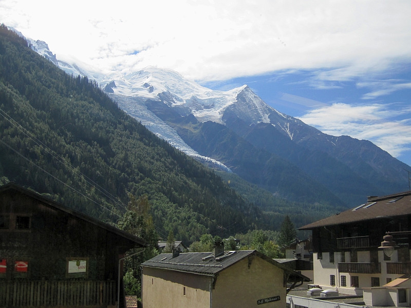 Blick von Chamonix zum Glacier des Bossons