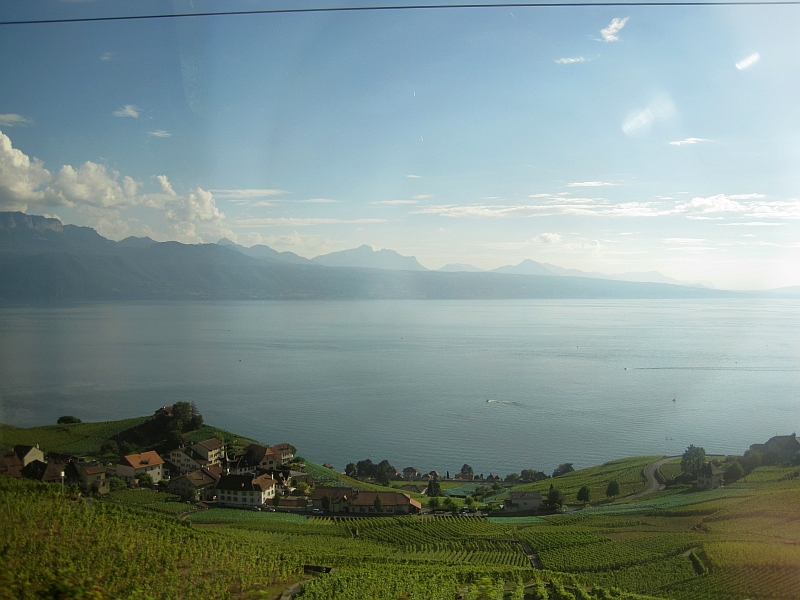Blick vom Zug auf den Genfer See