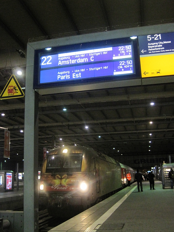 Bereitstellung des Nachtzugs München-Paris