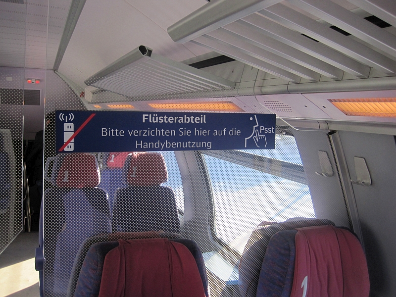 Flüsterabteil in der Regionalbahn auf der Höllentalbahn