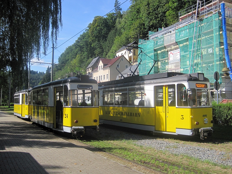 Kirnitzschtalbahn an der Haltestelle Kurpark in Bad Schandau