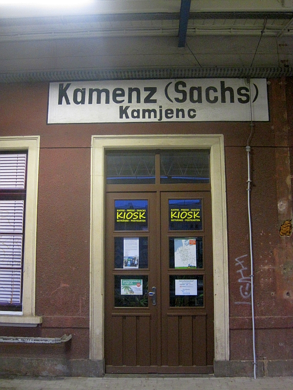 Bahnhofsschild Kamenz