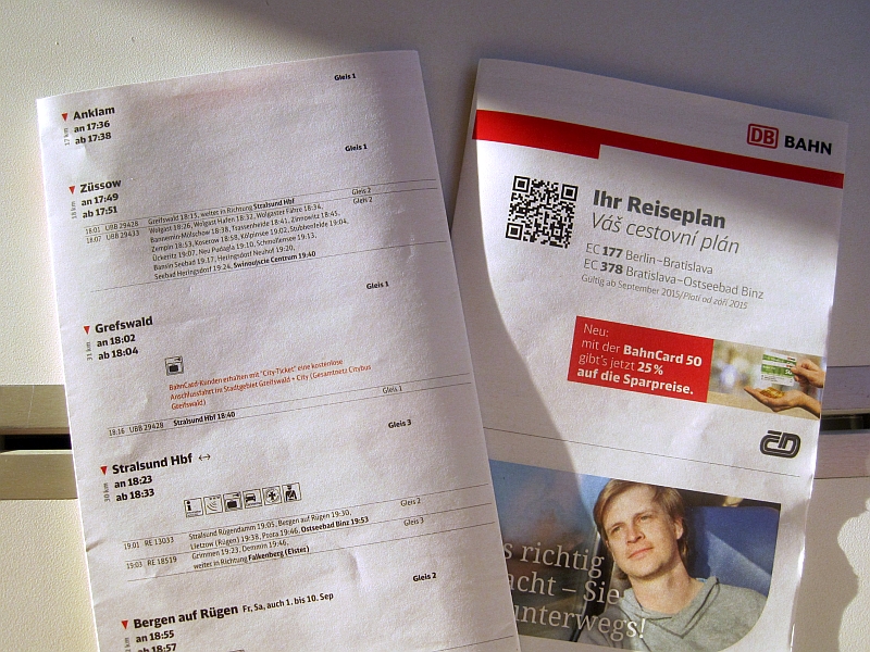 Druckfehler im Ortsnamen Greifswald im Faltblatt Ihr Reiseplan