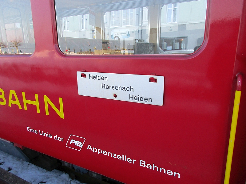 Zuglaufschild der Rorschach-Heiden-Bergbahn (RHB)