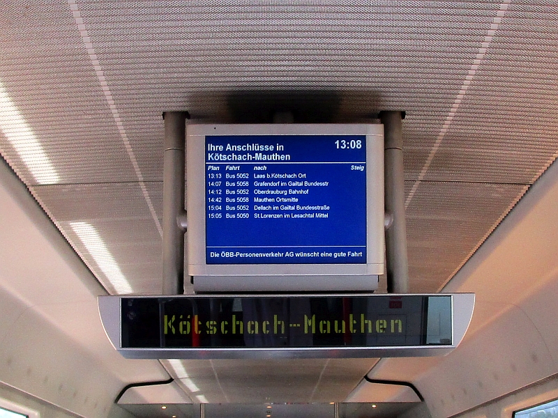 Anzeige der Bus-Anschlüsse auf dem Monitor im Zug
