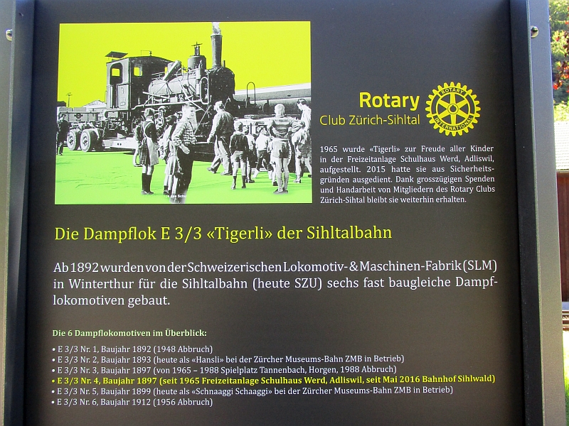 Infotafel zur Dampflok 'Tigerli'