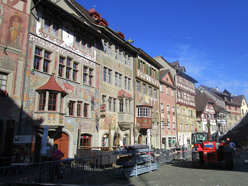 Blick aus dem Bus auf die Altstadt von Stein am Rhein