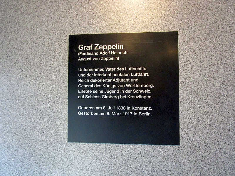 Hinweistafel im ICN zum Namenspatron Graf Zeppelin