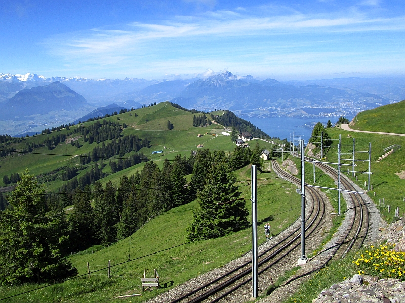 Gleise von der Station Rigi Staffel nach Rigi Kulm