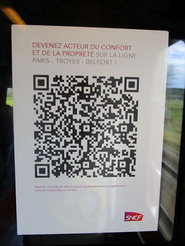 QR-Code im Wagen zum Abruf von Streckeninformationen