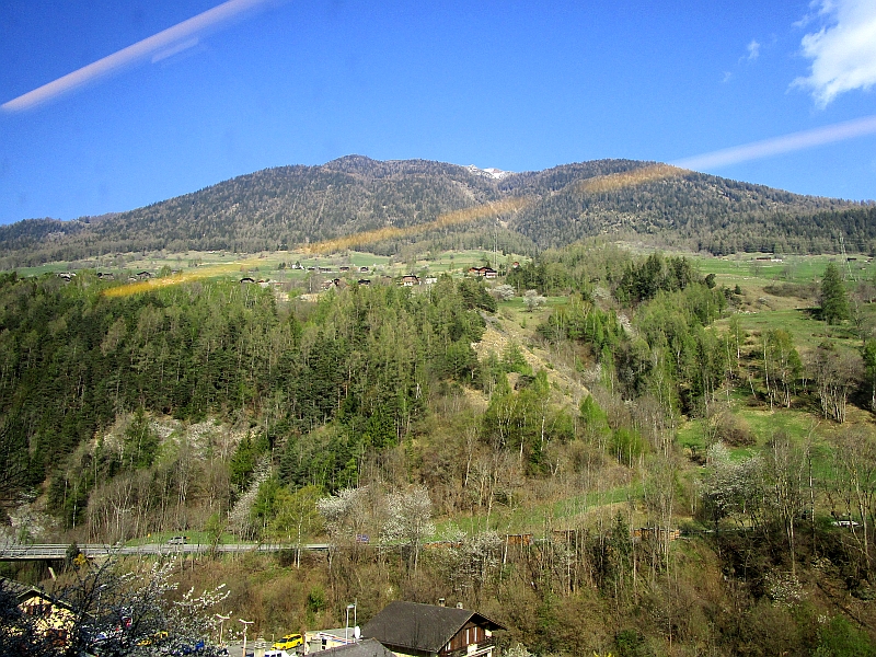 Blick aus dem Zugfenster zwischen Orsières und Sembrancher