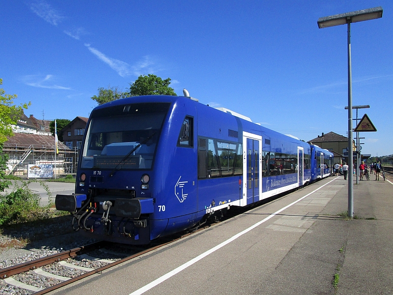 Regio-Shuttles der BOB nach der Ankunft in Aulendorf
