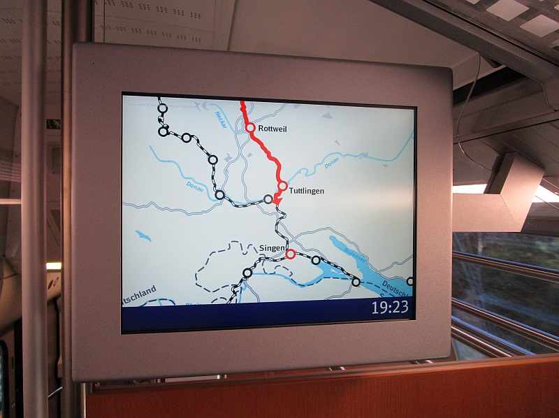 Streckenkarte auf dem Monitor im IC2