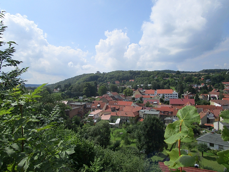 Blick von der Niederburg über das Ilmtal und die Dächer von Kranichfeld