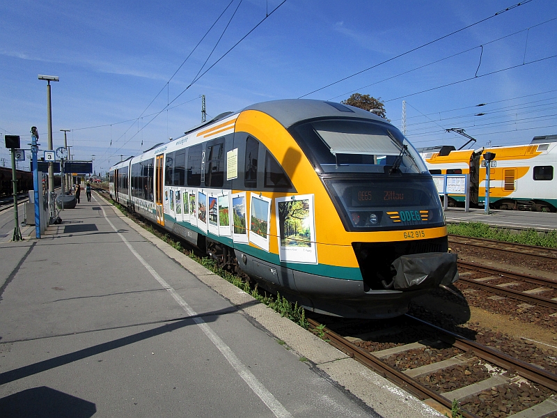 Desiro-Dieseltriebzug der ODEG im Bahnhof Cottbus