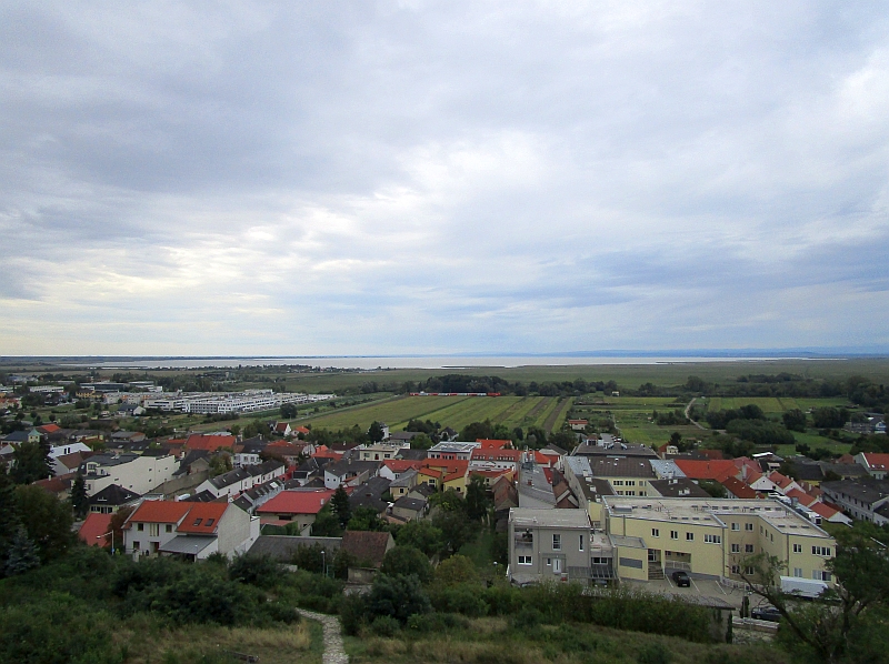 Blick von der Ruine Tabor über die pannonische Ebene und den Neusiedler See