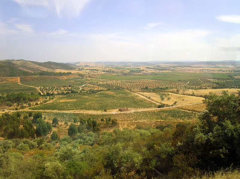 Blick aus dem Zugfenster bei der Fahrt auf der Linha da Beira Baixa