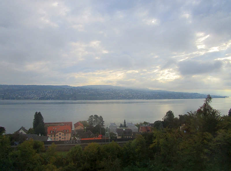 Blick aus dem Zug auf den Zürichsee