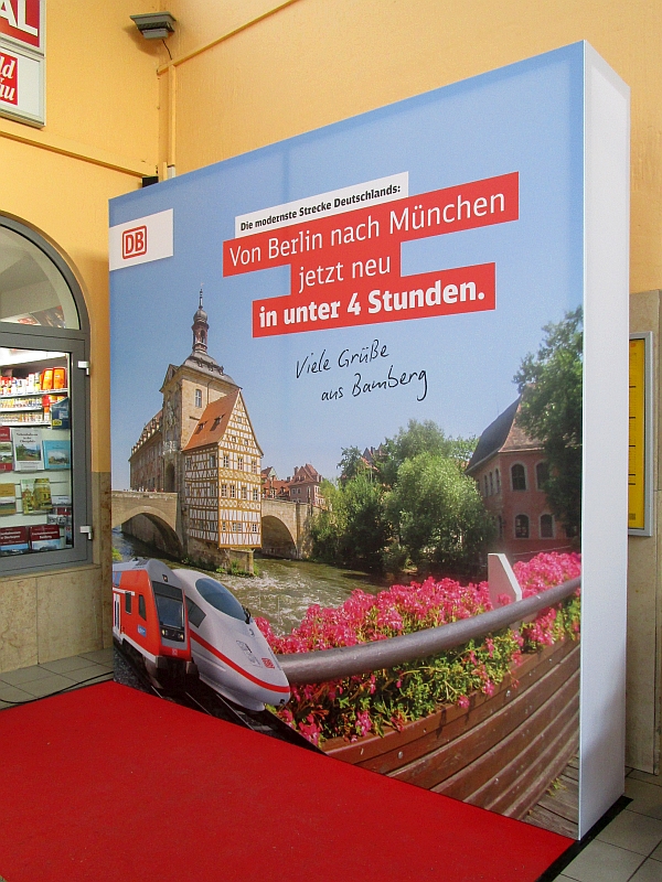 Fotowand zur Eröffnung der Bahnstrecke Berlin-München in Bamberg