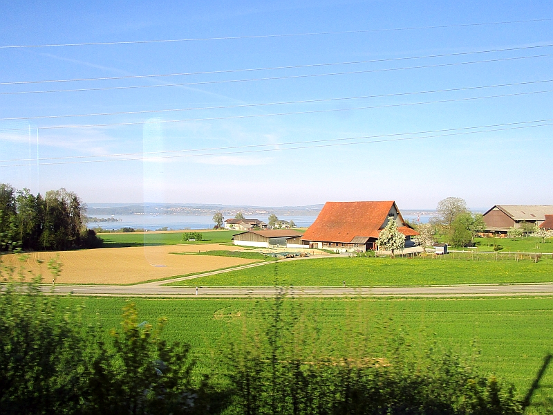 Blick vom Zug auf den Bodensee
