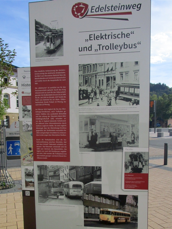 Tafel zur früheren Straßenbahn in Idar-Oberstein