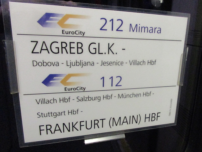 Zuglaufschild EC 212/112 'Mimara'
