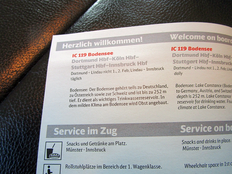 Ausschnitt aus dem Faltblatt 'Ihr Reiseplan' IC 'Bodensee'