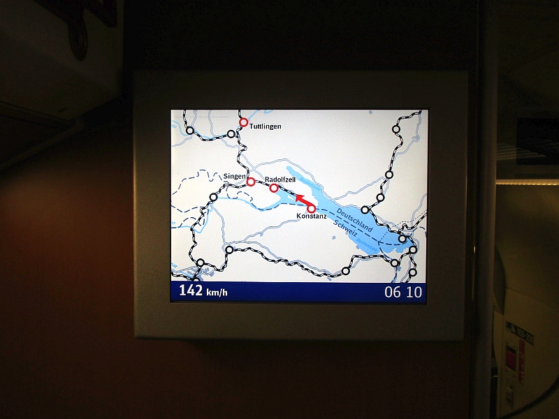 Darstellung des Streckenverlaufs auf einem Monitor im IC2