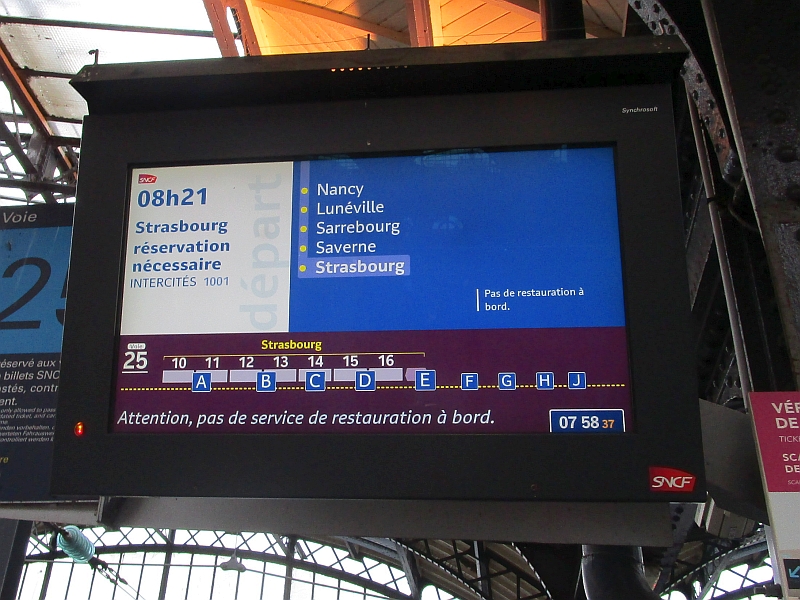 Zuglauf des Intercités 1001 Paris-Strasbourg