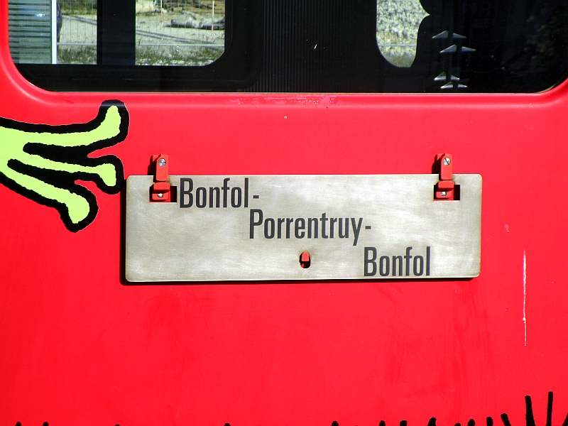Zuglaufschild Porrentruy-Bonfol
