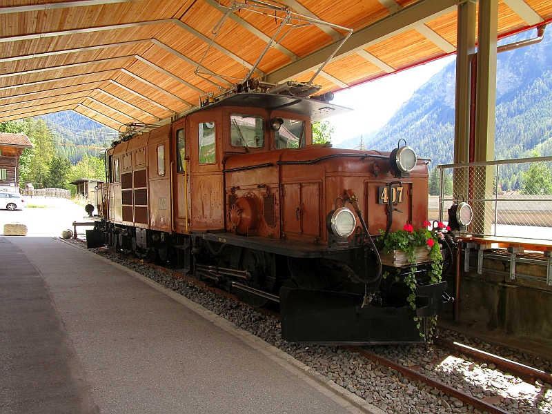 Denkmallokomotive am Bahnmuseum Bergün